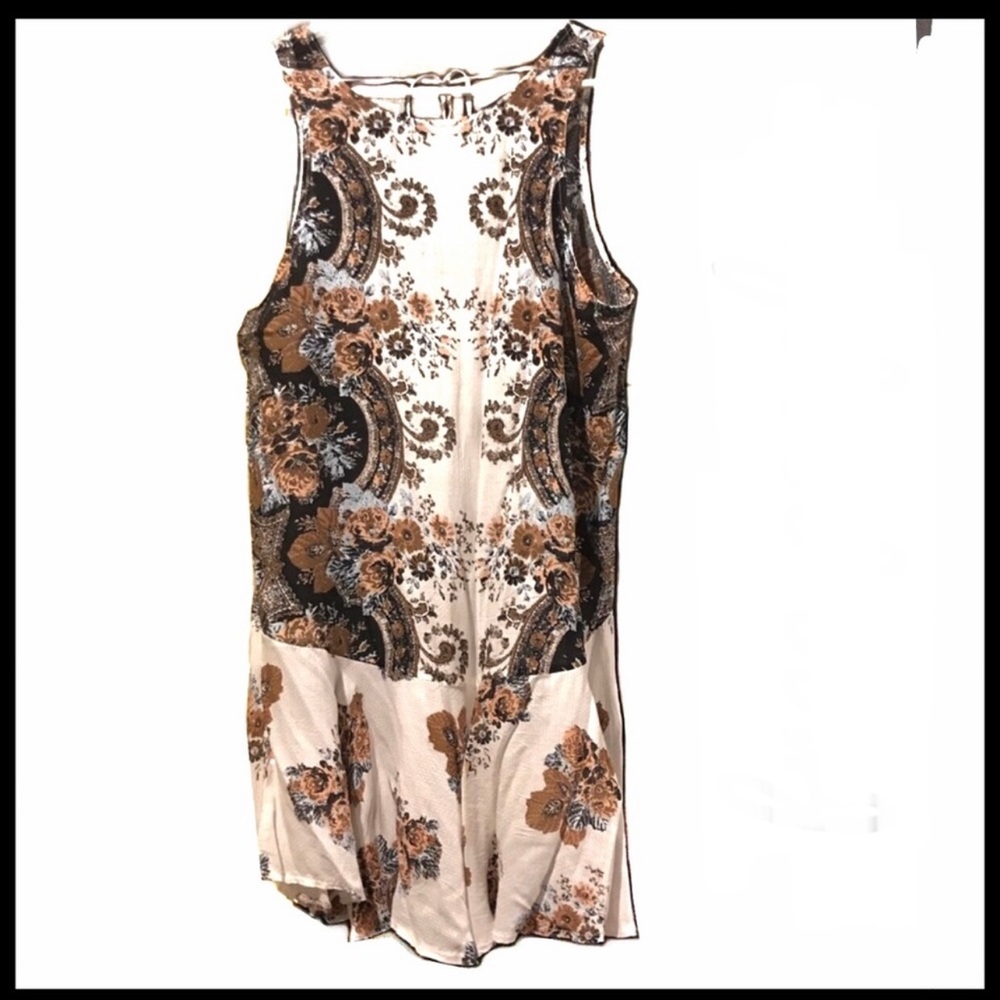 Free People Scoop Back Paisley Slip Dress Small